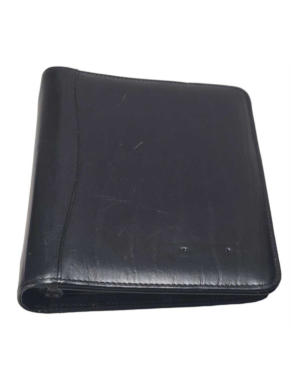 Day Timer Black Leather 7 Ring Binder Planner Portfolio 9.5" × 7.5"